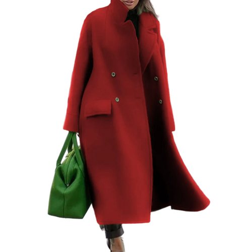 Drune | Damen Lange Elegante Warme Jacke Doppelreihig