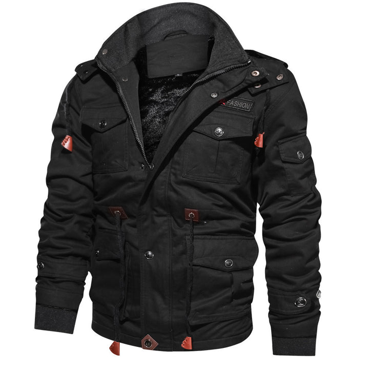 Herren nan gefütterte Utility-Feldjacke mit weichem Teddyfutter, integriertem Kragen, Kordelzugtaillierung und Mehrzwecktaschen Drune