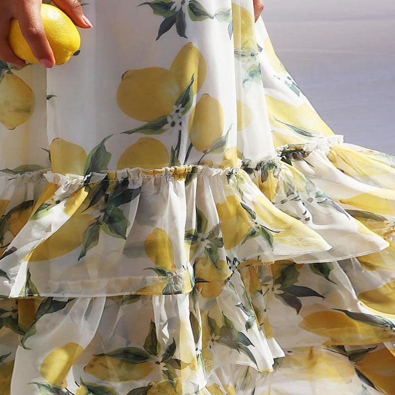Drune | Gestufte Volant Ärmlose Maxi Sommerkleid Berlina