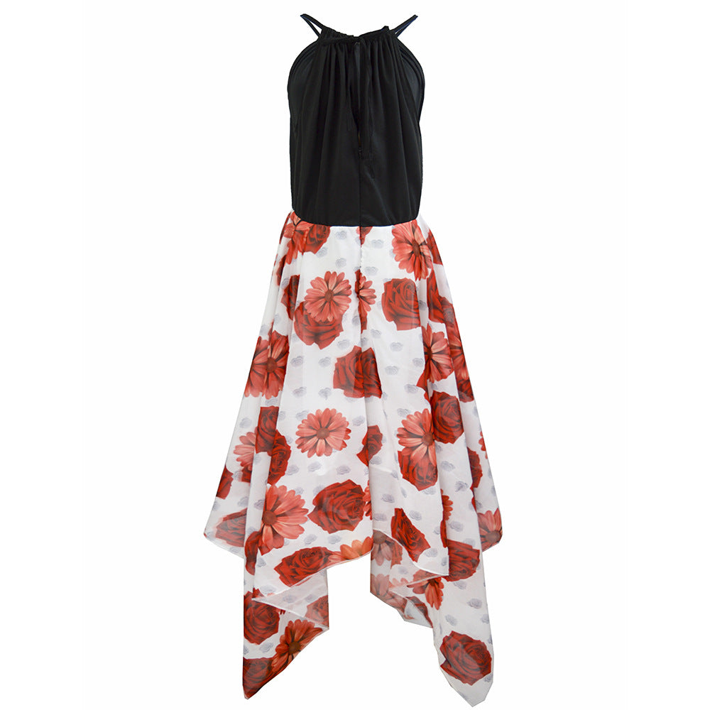Damen luftiges Maxikleid mit zarten Blumenmustern und schwingendem Saum Drune
