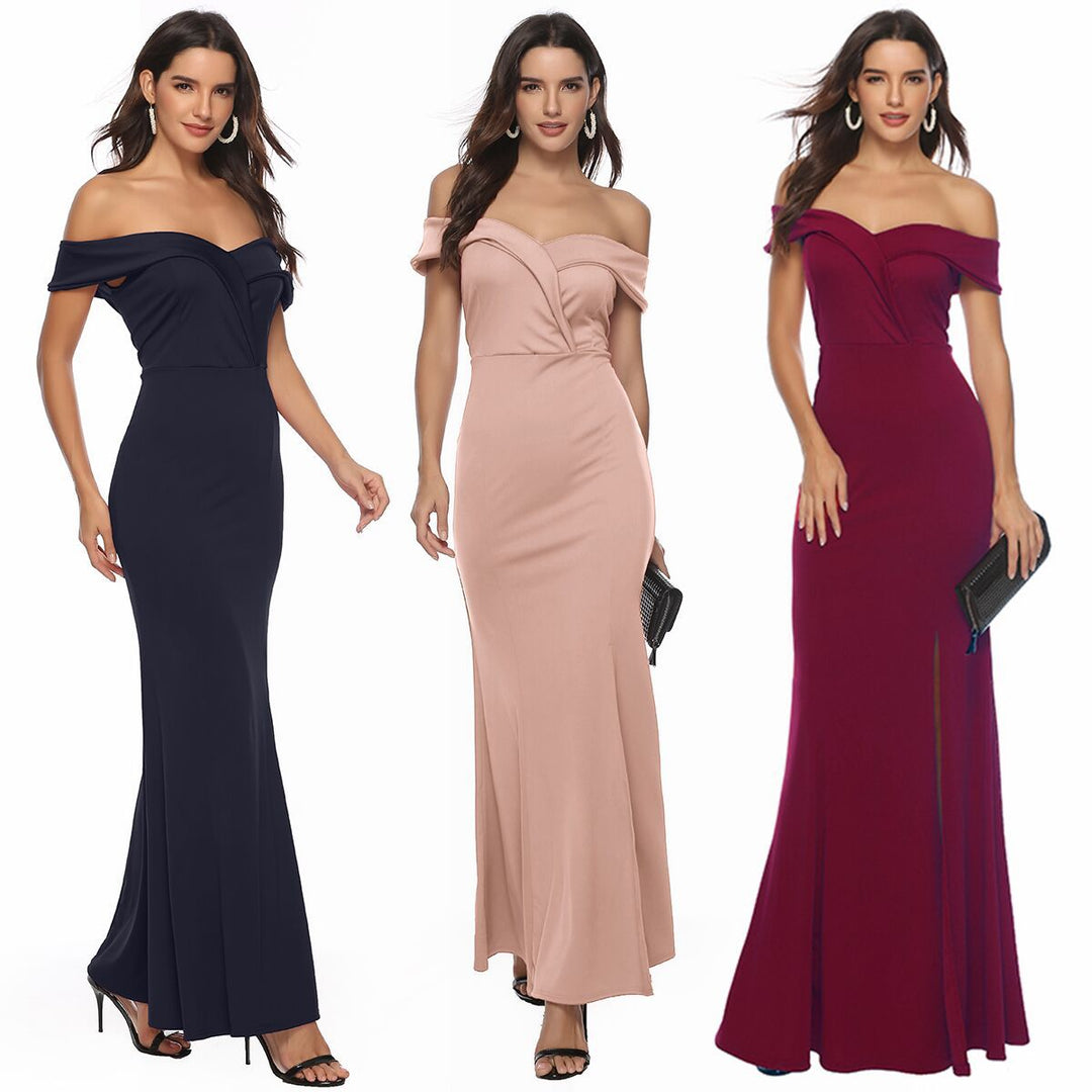 Damen Abendkleid mit schulterfreiem Design Drune