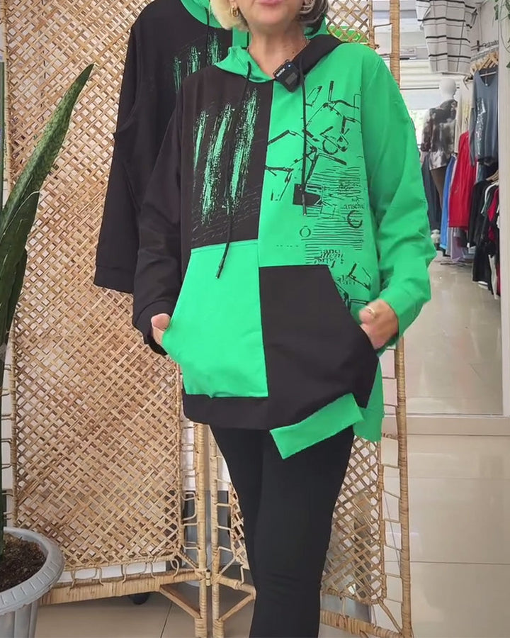 Drune | Sweatshirt mit Kapuze und Farbblock Print