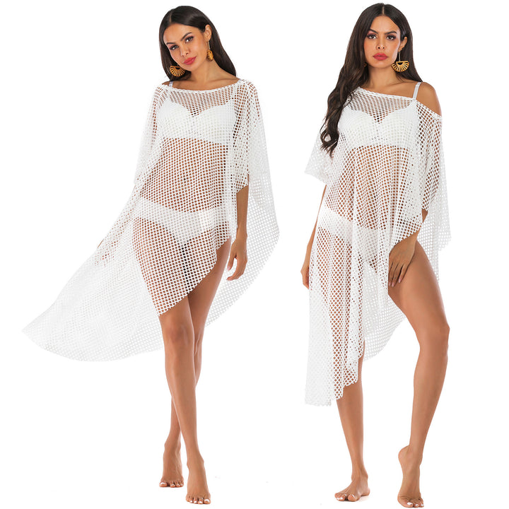 Damen lässiger Netz-Strandüberwurf mit asymmetrischem Schnitt Drune