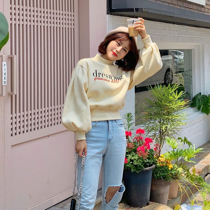 Damen modischer Sweatpullover mit voluminösen Ärmeln Drune