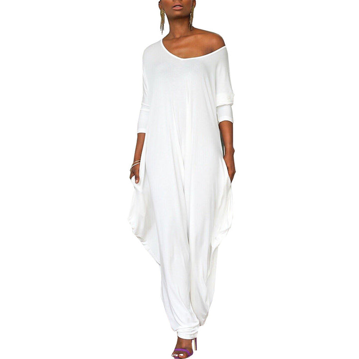 Damen Oversized Jumpsuit mit tiefem V-Ausschnitt und lässigem Schnitt Drune