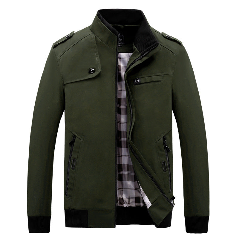 Herren modische Freizeitjacke mit praktischem Taschenlayout und hohem Kragen Drune