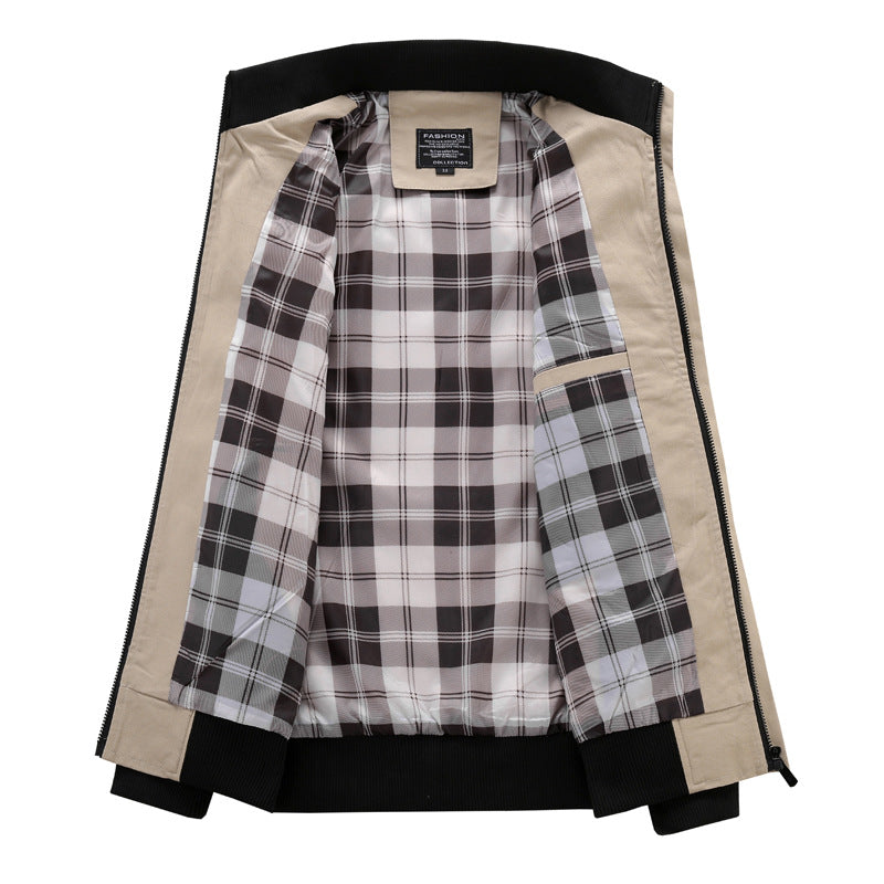 Herren modische Freizeitjacke mit praktischem Taschenlayout und hohem Kragen Drune