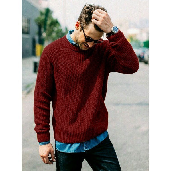 Herren Strickpullover mit Rundhalsausschnitt Drune