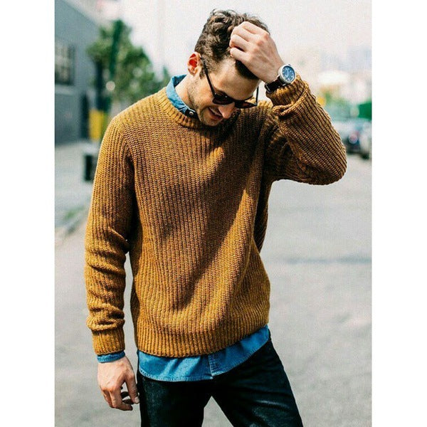 Herren Strickpullover mit Rundhalsausschnitt Drune