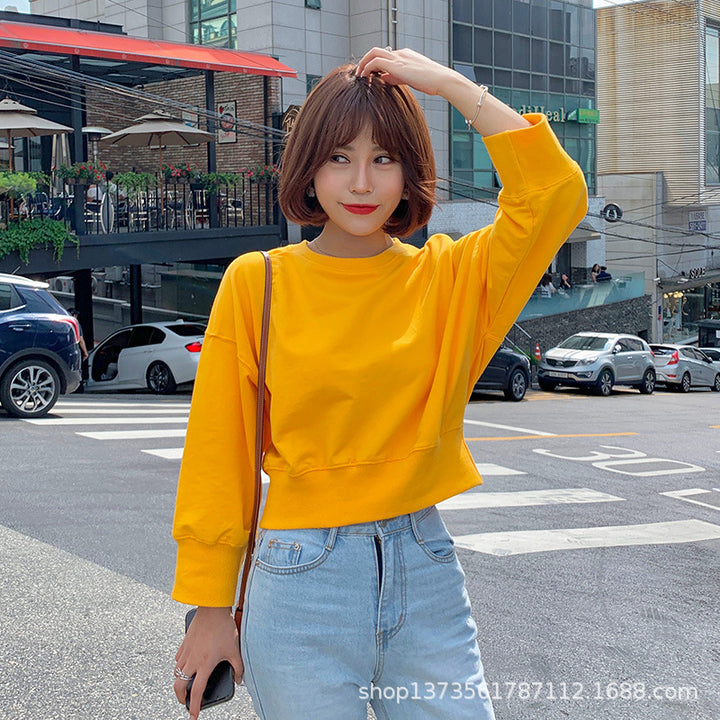 Damen gestreifter cropped Pullover mit Ballonärmeln Drune