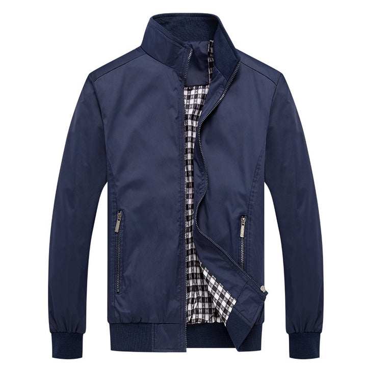 Herren Kurzblouson mit Stehkragen, Karo-Innenfutter und Rippenbündchen Drune