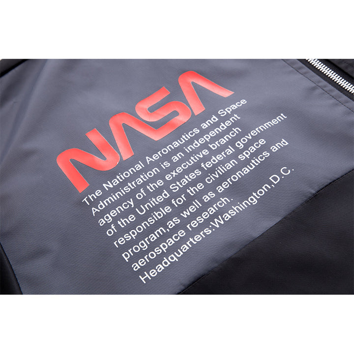 Herren  flugzeuginspirierten leichten Nylon Bomberjacke mit horizontalem Missionsstreifen und gerippten Besätzen Drune