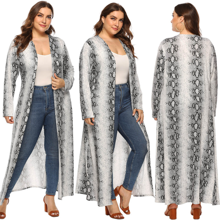 Damen eleganter langer Kimono mit Schlangenmotiv Drune