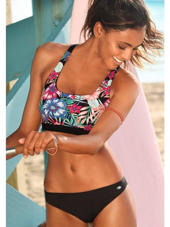 Damen Bikini-Top mit floralem Design und sportlicher Rückenausschnitt Drune