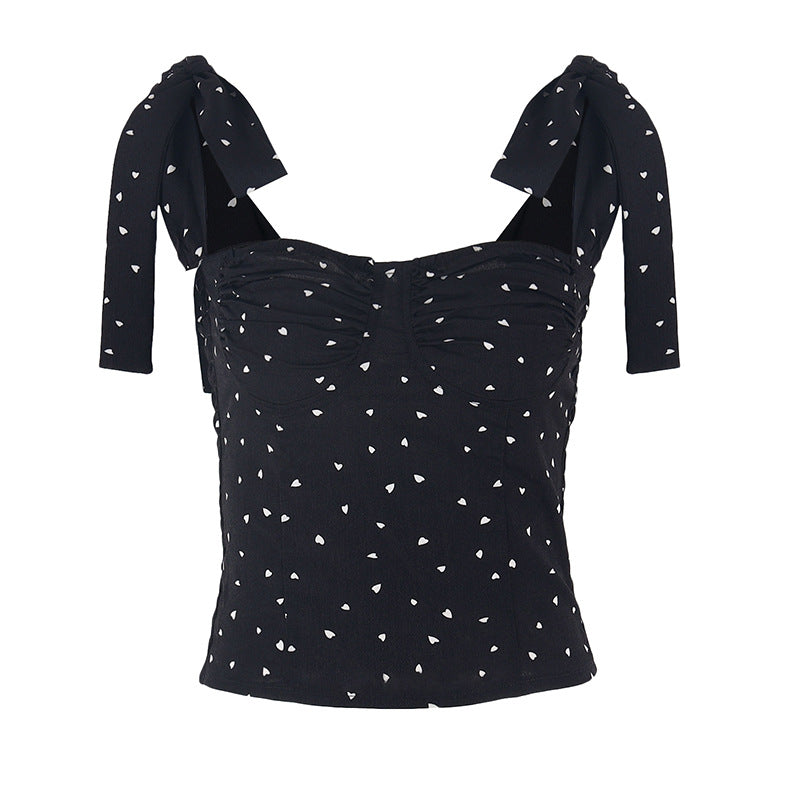 Damen Trägertop mit Rüschendetails und verspieltem Punktedesign Drune
