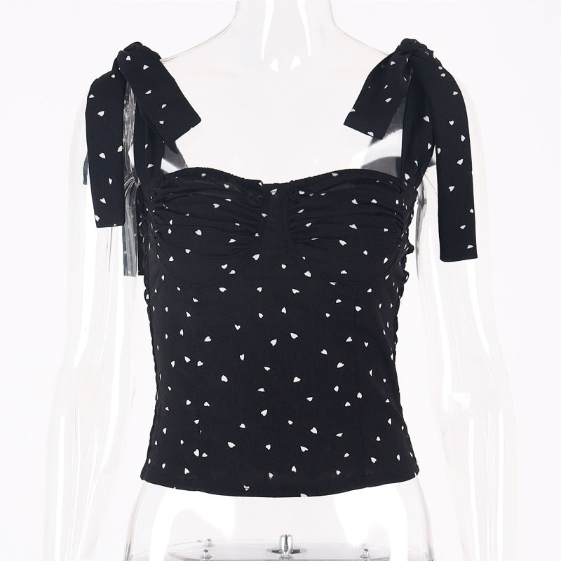 Damen Trägertop mit Rüschendetails und verspieltem Punktedesign Drune