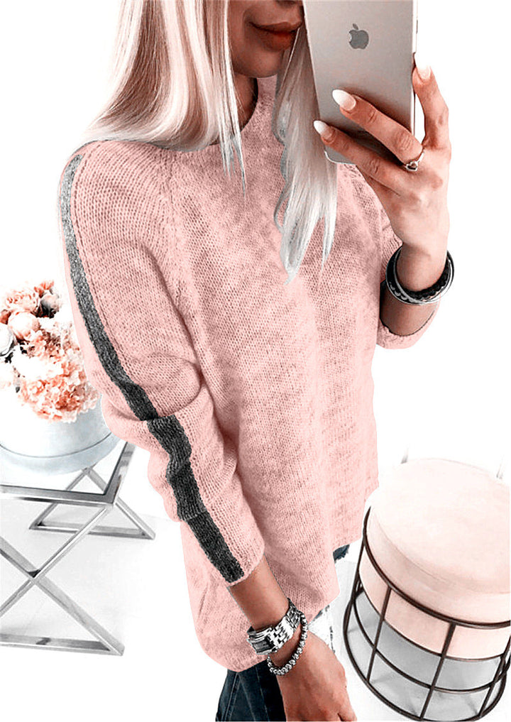 Damen eleganter Strickpullover mit modernem Streifenmuster und lässigem Schnitt Drune