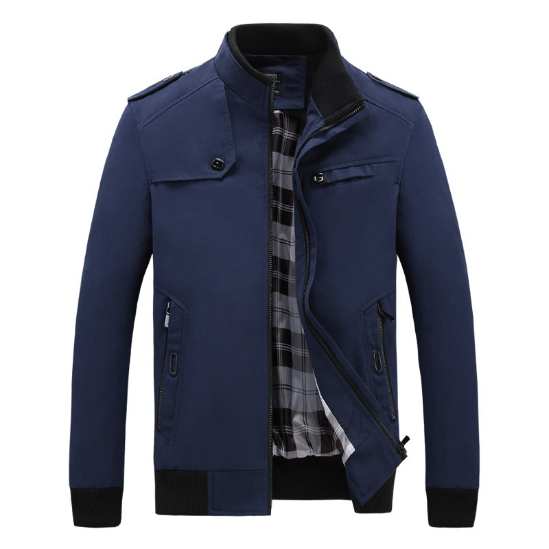 Herren modische Feldjacke mit praktischen Taschen und hohem Kragen Drune