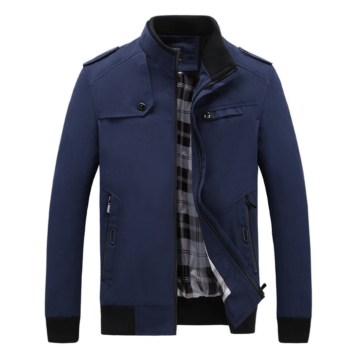 Herren modische Feldjacke mit praktischen Taschen und hohem Kragen Drune