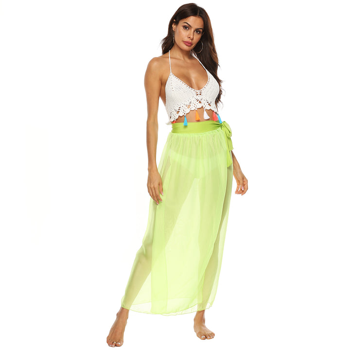 Damen transparenter Strandrock mit eleganter Schleifenoptik Drune