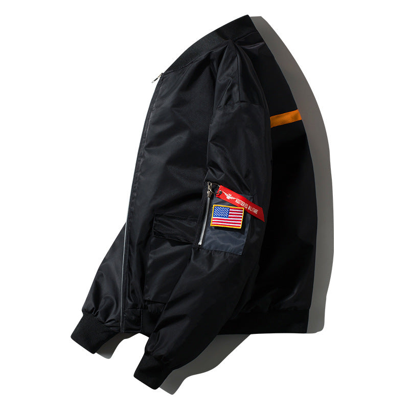 Herren  bestickte Mission-Patch Utility Bomberjacke mit Armreißverschlusstasche Drune