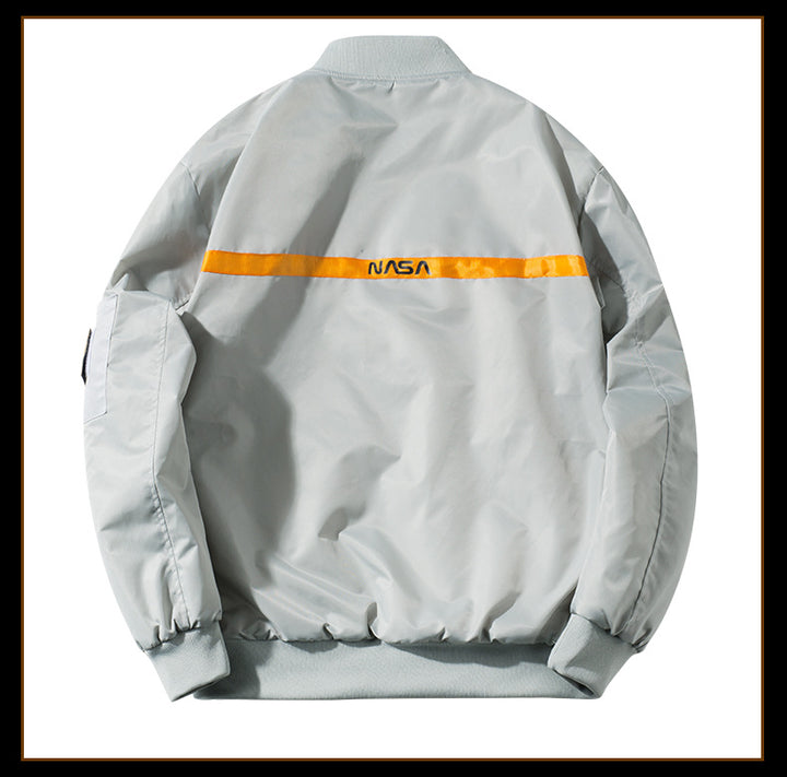 Herren  leichte, von der Luft- und Raumfahrt inspirierte, Zip-Up Bomberjacke mit Utility-Tasche an den Ärmeln Drune