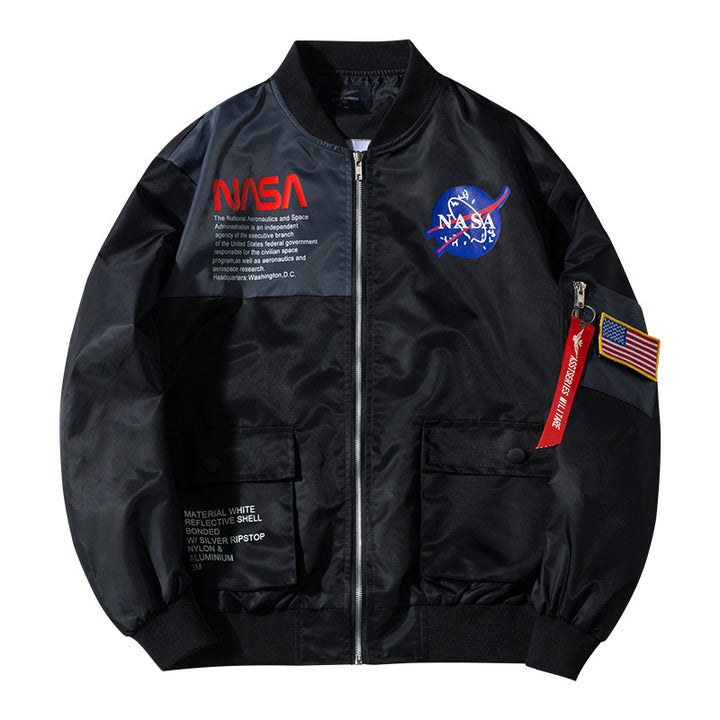Men's  mission-inspired reflective shell flight bomber jacket with sleeve utility pocket Drune