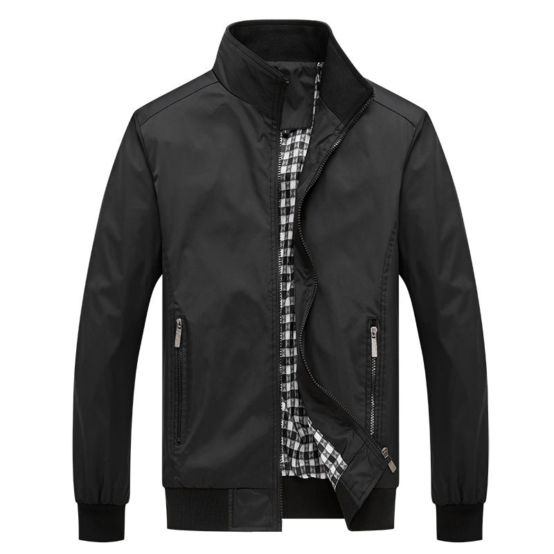 Herren Kurzblouson mit Stehkragen, Karo-Innenfutter und Rippenbündchen Drune