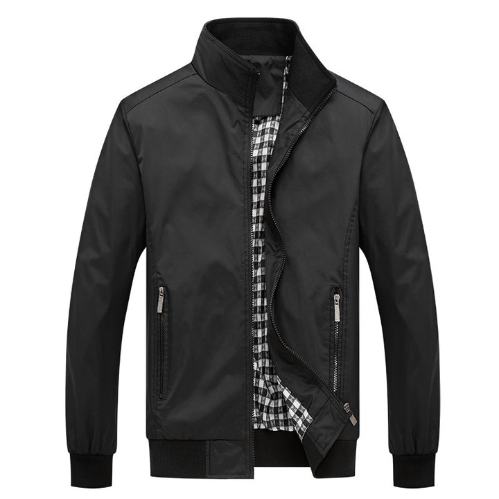 Herren Kurzblouson mit Stehkragen, Karo-Innenfutter und Rippenbündchen Drune