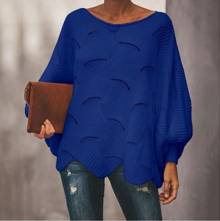 Damen Oversized Strickpullover mit strukturiertem Wellenmuster und weiten Ärmeln Drune