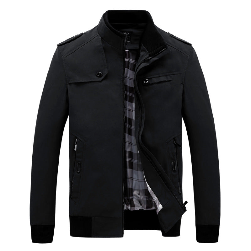 Herren modische Feldjacke mit praktischen Taschen und hohem Kragen Drune