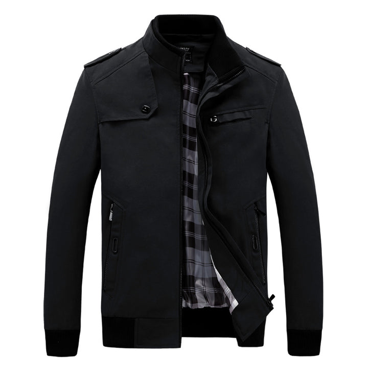 Herren modische Feldjacke mit praktischen Taschen und hohem Kragen Drune