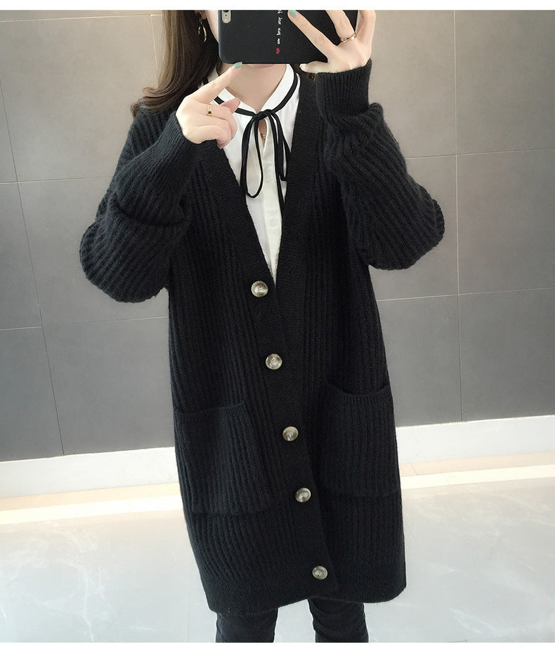 Damen Strickjacke mit Eingrifftaschen und Knopfleiste Drune