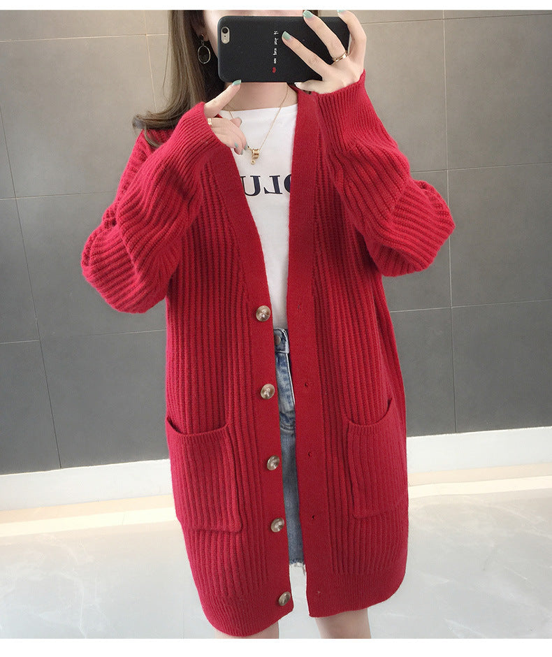 Damen Strickjacke mit Eingrifftaschen und Knopfleiste Drune