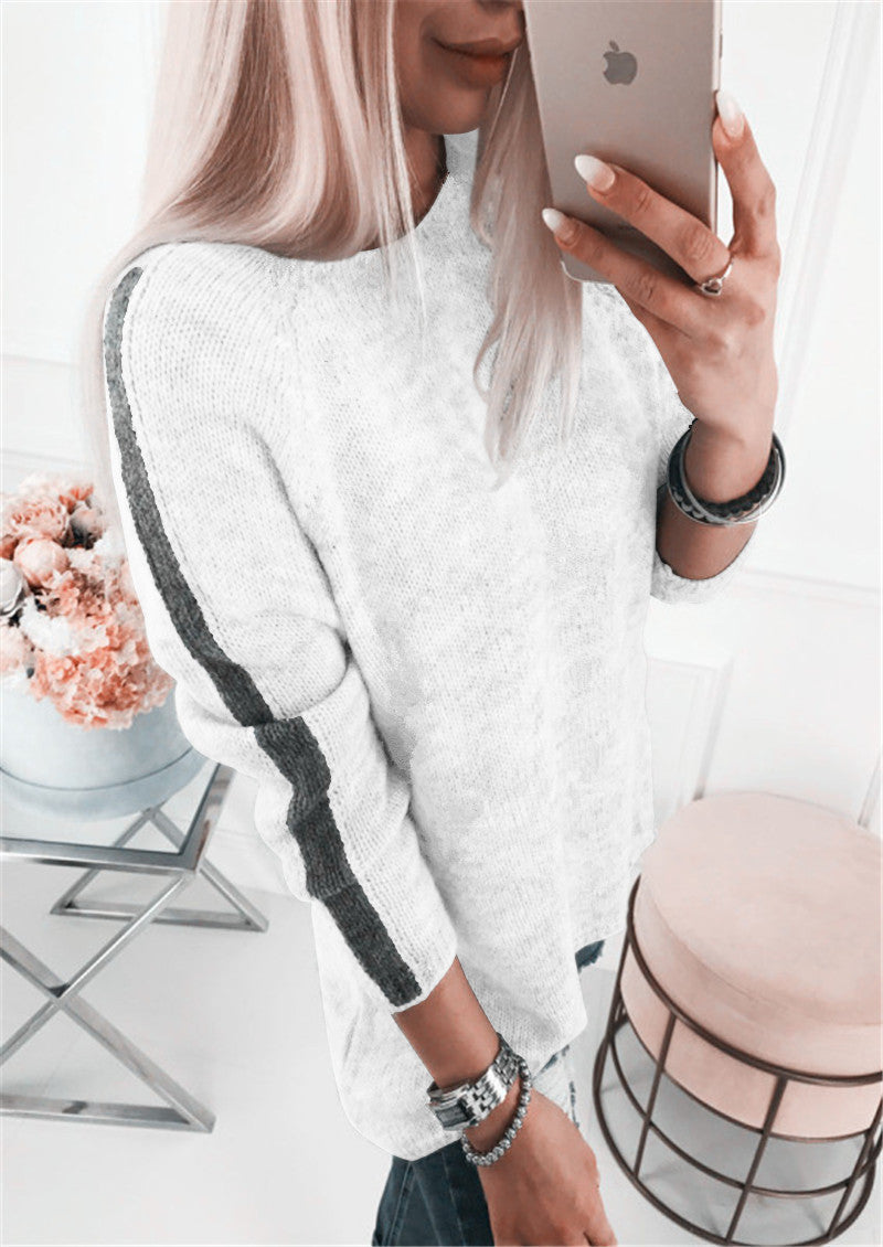 Damen eleganter Strickpullover mit modernem Streifenmuster und lässigem Schnitt Drune