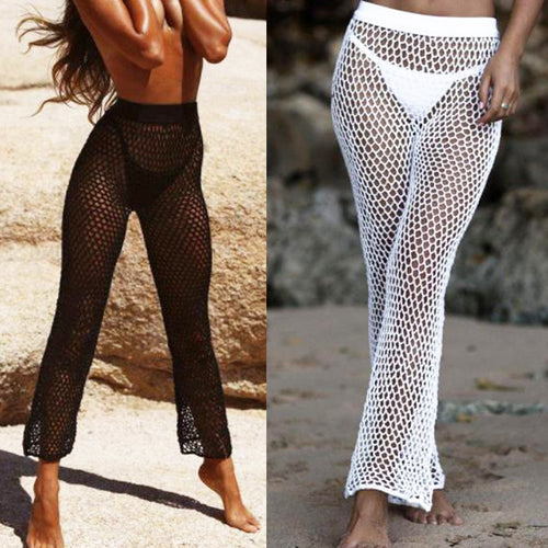 Damen Netz-Strandhose mit hohem Bund und weitem Bein Drune