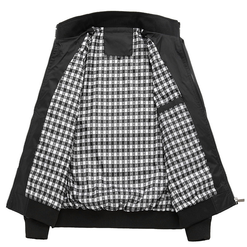 Herren Kurzblouson mit Stehkragen, Karo-Innenfutter und Rippenbündchen Drune
