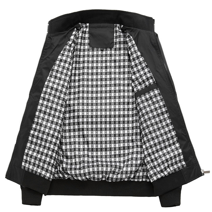 Herren Kurzblouson mit Stehkragen, Karo-Innenfutter und Rippenbündchen Drune