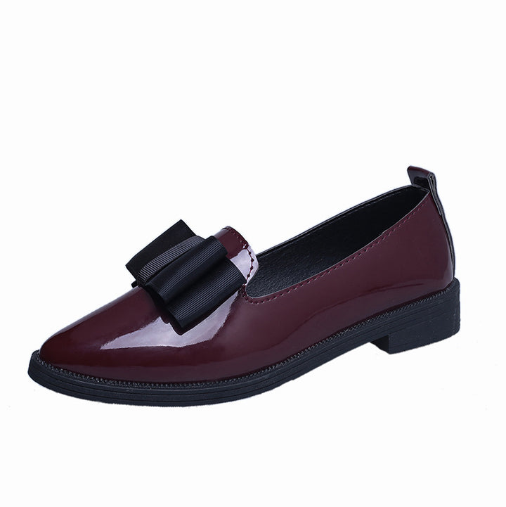 Damen nan elegante Lackslipper mit dekorativer Schleife und gepolstertem Komfortfußbett Drune