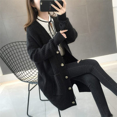 Damen Strickjacke mit Eingrifftaschen und Knopfleiste Drune