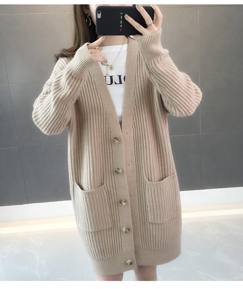 Damen Strickjacke mit Eingrifftaschen und Knopfleiste Drune