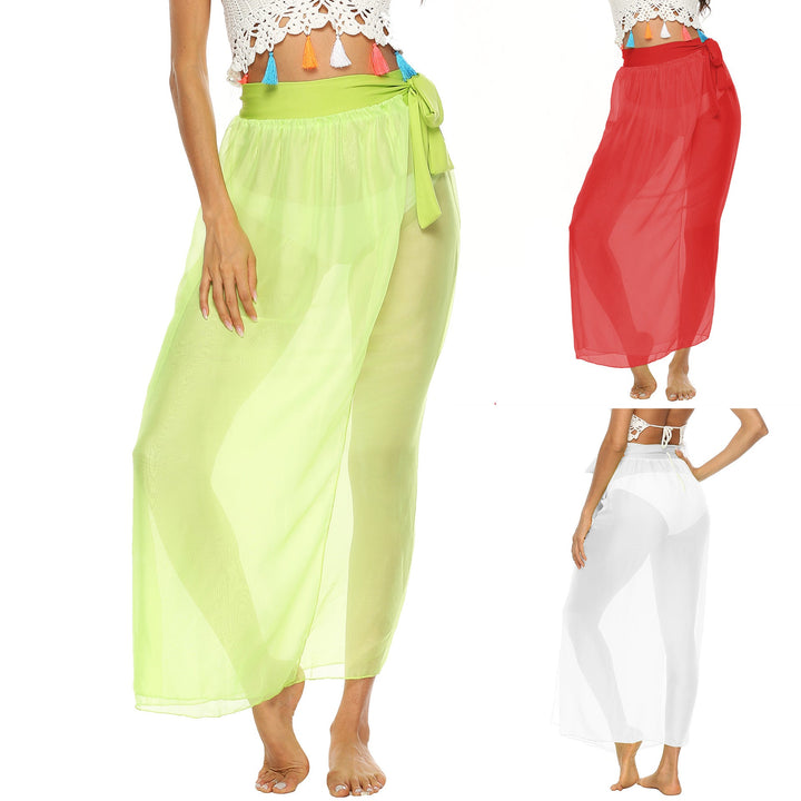 Damen transparenter Strandrock mit eleganter Schleifenoptik Drune