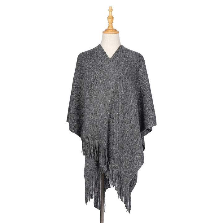 Damen Oversize-Strickruana mit Glitzerfaden und Fransen Drune