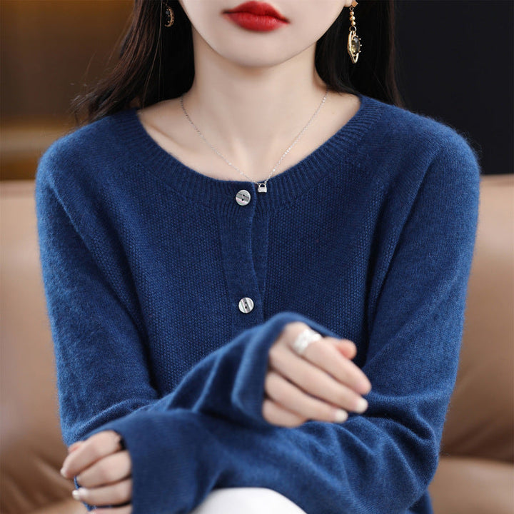 Drune | Lockerer Damen Cashmere Strickjacke Mit Rundhalsausschnitt Aus Hochwertiger Veganer Wolle