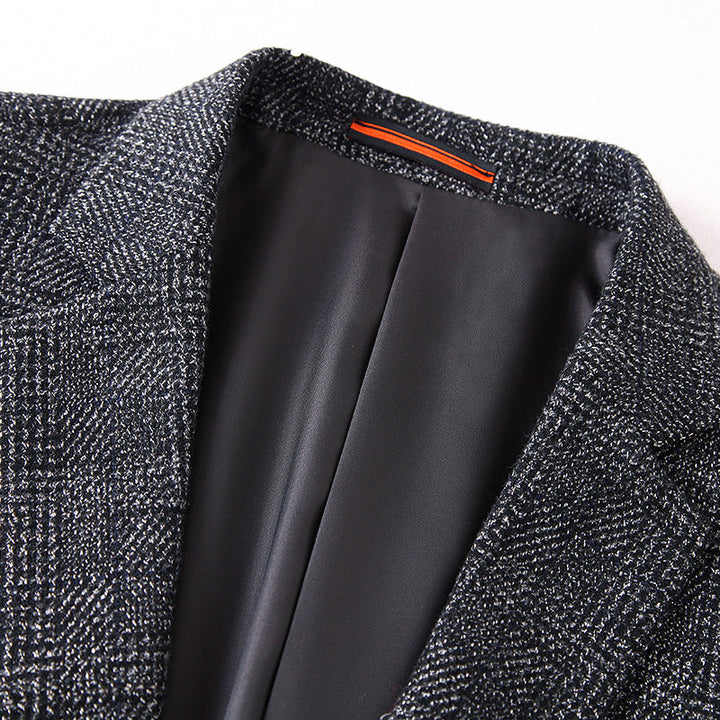 Herren Wollmischstoff Slim-Fit Sakko mit Glencheck-Muster und gesteppter Innenfütterung Drune