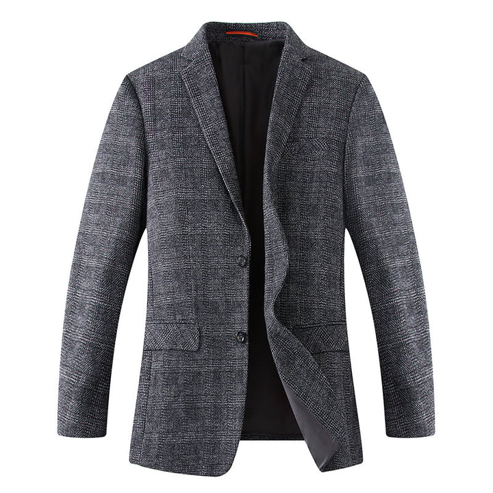 Herren Wollmischstoff Slim-Fit Sakko mit Glencheck-Muster und gesteppter Innenfütterung Drune