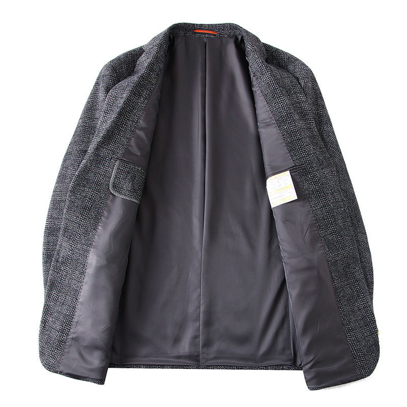 Herren Wollmischstoff Slim-Fit Sakko mit Glencheck-Muster und gesteppter Innenfütterung Drune