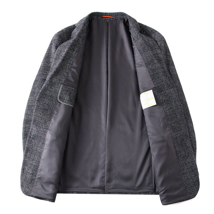 Herren Wollmischstoff Slim-Fit Sakko mit Glencheck-Muster und gesteppter Innenfütterung Drune