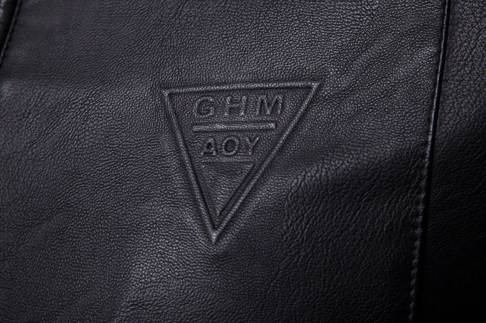 Herren Schlanker Kunstleder-Fieldblouson mit minimalistischem Stehkragen und Reißverschluss Drune