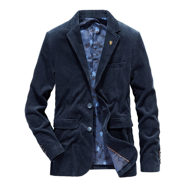 Herren Cord-Sakko mit floral-gemustertem Futter und Pattentaschen Drune